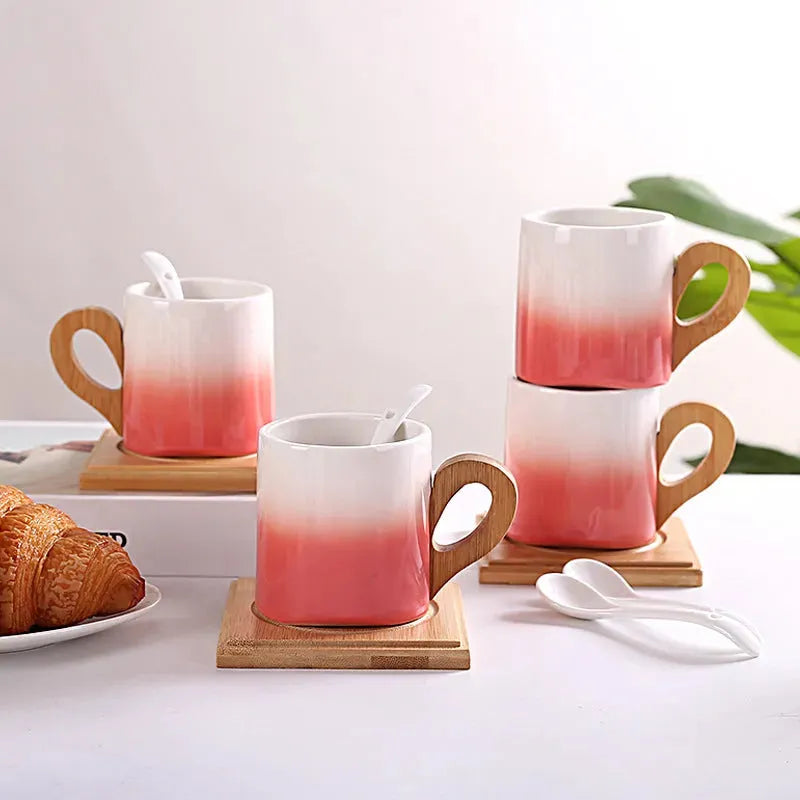 European Creative Bamboo Handle Cup Good-looking Gift Breakfast Milk Coffee Cup - Bellarte Enchanté European Creative Bamboo Handle Cup Good-looking Gift Breakfast Milk Coffee Cup